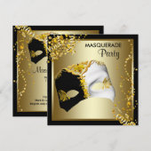Confetti Masker Zwart Goud Maskerade Feest Kaart (Voorkant / Achterkant)