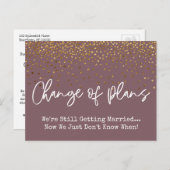 Confetti Mauve Change of Plans Postponed Wedding Briefkaart (Voorkant / Achterkant)