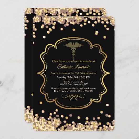 Confetti Medische Afstudeer Uitnodiging (Voorkant / Achterkant)