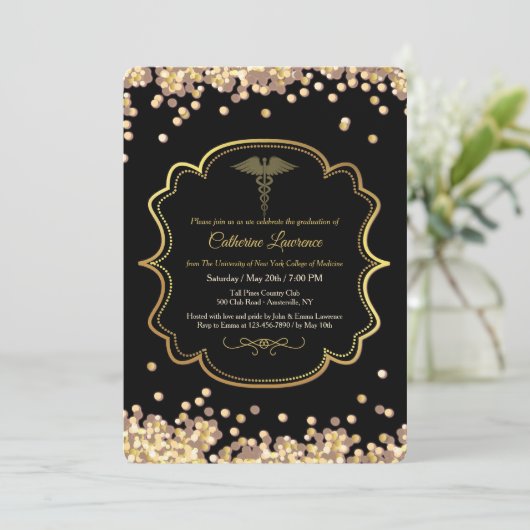 Confetti Medische Afstudeer Uitnodiging (Staand voorkant)