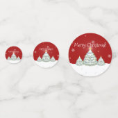 Confetti met de rode sneeuwige kerstboomtafel (Achterkanten)