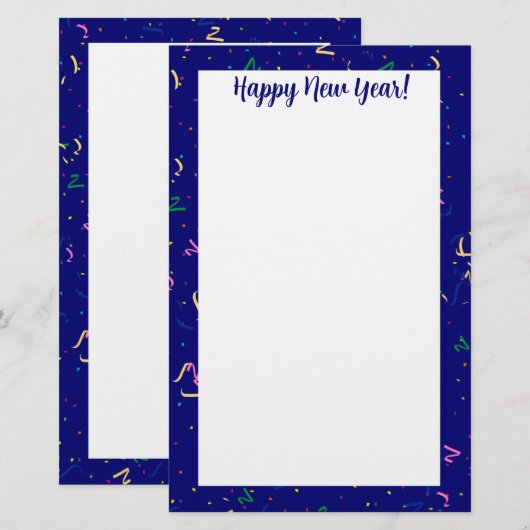 Confetti met Gelukkig Nieuwjaar Briefpapier (Voorkant / Achterkant)
