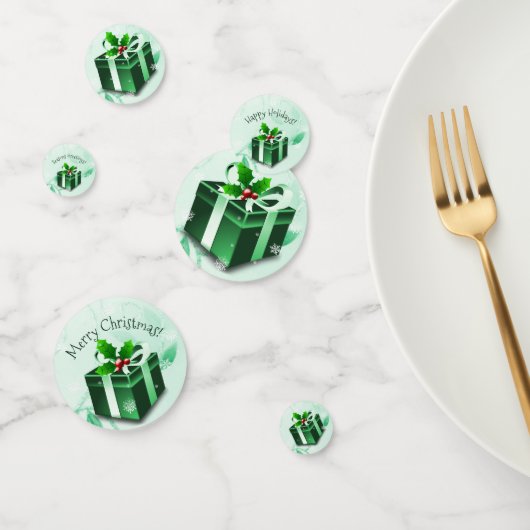 Confetti met kerstcadeaus voor groen kerstcadeau (Groep)