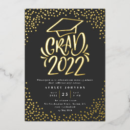 Confetti met letters Afstuderende 2022 Diploma-uit Folie Uitnodiging