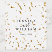 Confetti Minimalistisch Elegant Wedding Wijn Etiket (Enkel label)
