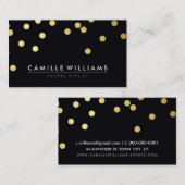 CONFETTI Modern Cool Dot Patroon Gouden folie Zwar Visitekaartje (Voorkant / Achterkant)