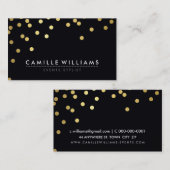CONFETTI Modern Cool Dot Patroon Gouden folie Zwar Visitekaartje (Voorkant / Achterkant)