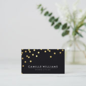 CONFETTI Modern Cool Dot Patroon Gouden folie Zwar Visitekaartje (Staand voorkant)