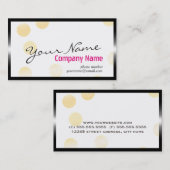 Confetti Modern Gold Dot met Black Metal Lijst Visitekaartje (Voorkant / Achterkant)