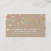 CONFETTI Modern Leuk Patroon Goud Koraal Munt Kraf Visitekaartje (Achterkant)