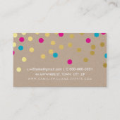 CONFETTI Modern Leuk Patroon Goud Roze Blauw Kraft Visitekaartje (Achterkant)