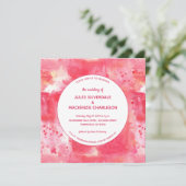 Confetti Modern Pink Waterverf Wedding Kaart (Staand voorkant)