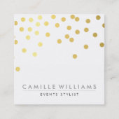 CONFETTI modern schattig polka dot pattern gouden  Vierkante Visitekaartje (Voorkant)