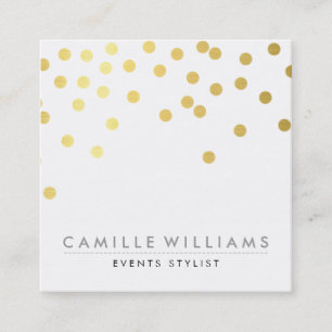 CONFETTI modern schattig polka dot pattern gouden Vierkante Visitekaartje