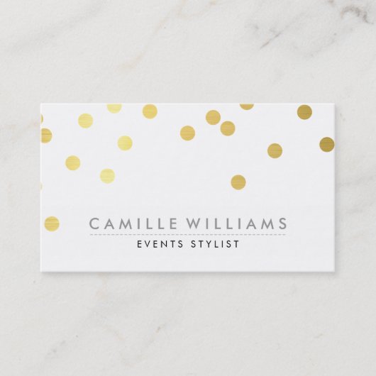CONFETTI modern schattig polka dot pattern gouden  Visitekaartje (Voorkant)