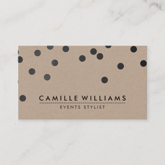 CONFETTI modern schattig polka dot pattern zwart k Visitekaartje (Voorkant)