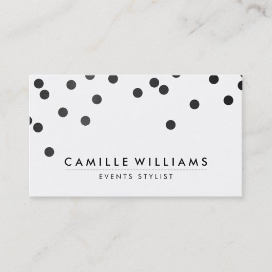 CONFETTI modern schattig polka dot pattern zwart w Visitekaartje (Voorkant)