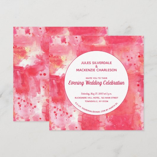 Confetti Moderne roze Waterverf Abstracte avond Kaart (Voorkant / Achterkant)