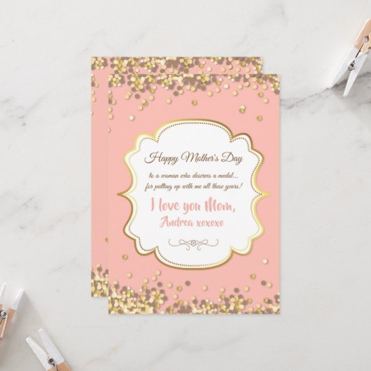 Confetti-Moederdag-Wenskaart Kaart (Voorkant / Achterkant in situ)