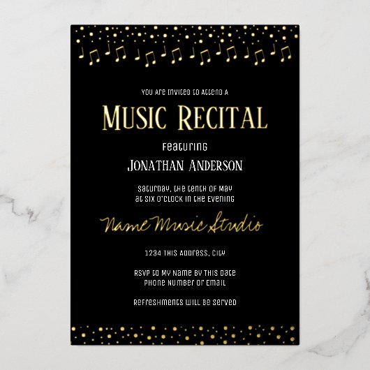 Confetti Music Overweging Folie Uitnodiging (Voorkant)