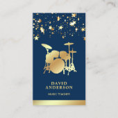 Confetti Music Teacher Gold Drum Kit Drummer Visitekaartje (Voorkant)