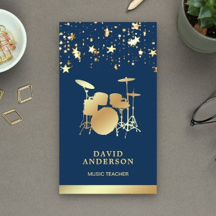 Confetti Muziekonderwijzer Gouden Drumstel Drummer Visitekaartje