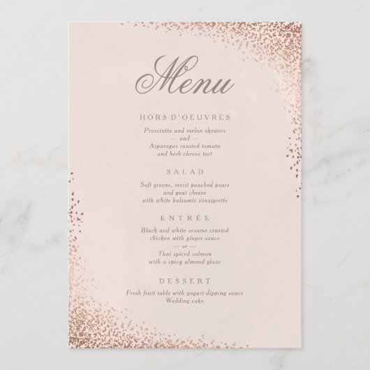 Confetti namaak folie dinermenu kaart (Voorkant)
