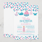 Confetti nautische meisjes Baby shower uitnodiging (Voorkant / Achterkant)