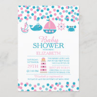 Confetti nautische meisjes Baby shower uitnodiging