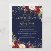 Confetti Navy Bourgogne Goud Bloemen Vrijgezellenf Kaart (Voorkant)