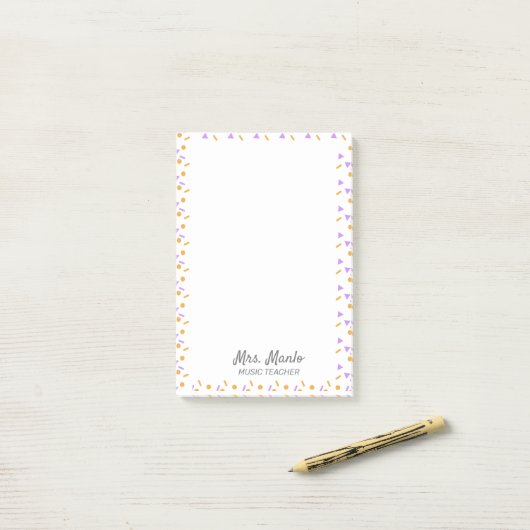 Confetti Onderwijzer Scriptnaam Post-it Notities Post-it® Notes (Op bureau)