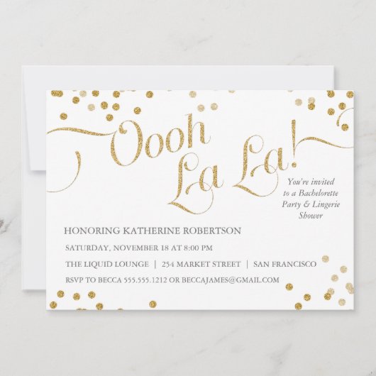 Confetti Oooh La La Party Invite Kaart (Voorkant)