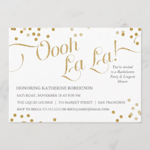 Confetti Oooh La La Party Invite Kaart