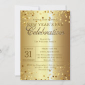Confetti op gouden metallic Nieuwjaarsfeest Kaart (Voorkant)