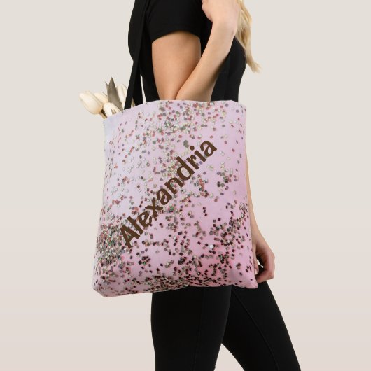 Confetti op roze gepersonaliseerd Tas (Dichtbij)