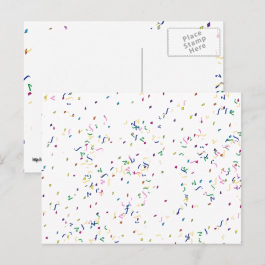 Confetti op witte achtergrond briefkaart (Voorkant / Achterkant)