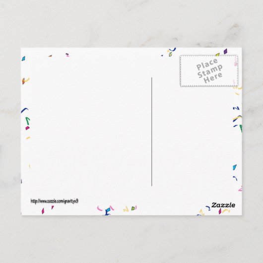 Confetti op witte achtergrond briefkaart (Achterkant)