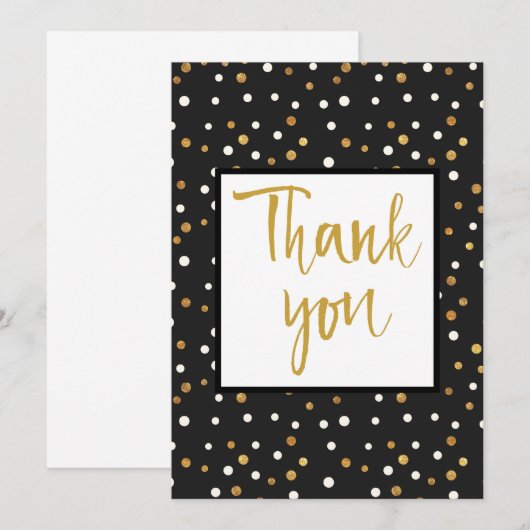 Confetti op zwart bedankkaart (Voorkant / Achterkant)