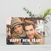 Confetti Overlay Happy New Year Horizontale Card Feestdagenkaart (Staand voorkant)
