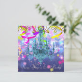 Confetti Paarse Blauwgroen Blauwe Kroonluchter oud Kaart (Staand voorkant)