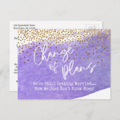 Confetti, Paarse verandering van plannen uitgestel Briefkaart (Voorkant / Achterkant)