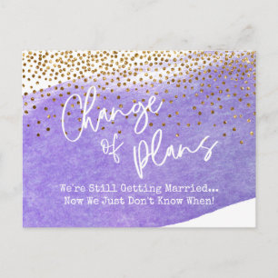 Confetti, Paarse verandering van plannen uitgestel Briefkaart