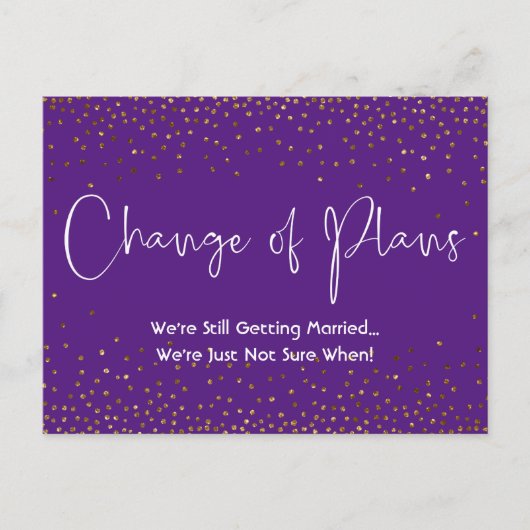 Confetti Paarse wijziging van plannen uitgesteld h Briefkaart (Voorkant)