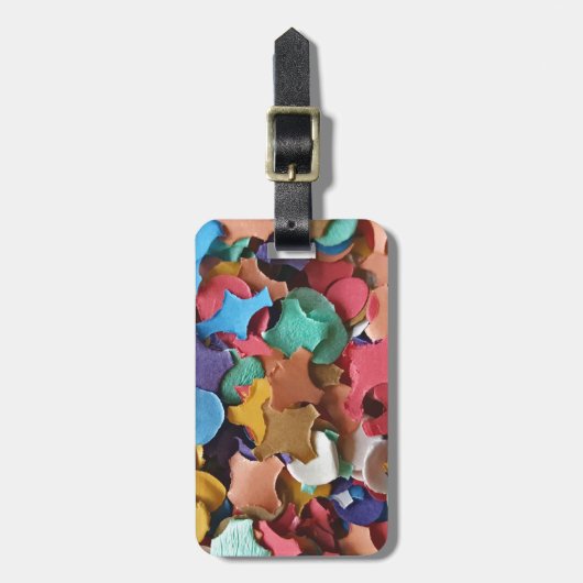 Confetti Party Carnival Colorful Paper Funny Bagagelabel (Voorkant verticaal)