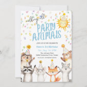 Confetti Party Forest Animals Party Petten Verjaar Kaart (Voorkant)