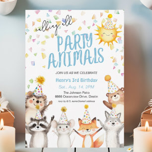 Confetti Party Forest Animals Party Petten Verjaar Kaart