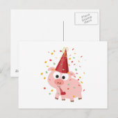 Confetti Party pig Uitnodiging Briefkaart (Voorkant / Achterkant)