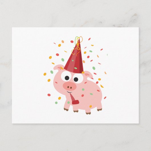 Confetti Party pig Uitnodiging Briefkaart (Voorkant)