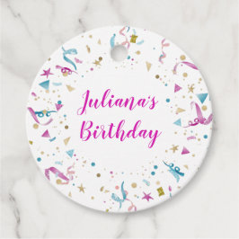 Confetti Party roze en Blue Sparkle Birthday Bedankjes Labels