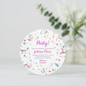 Confetti Party roze en Blue Sparkle Birthday Kaart (Staand voorkant)